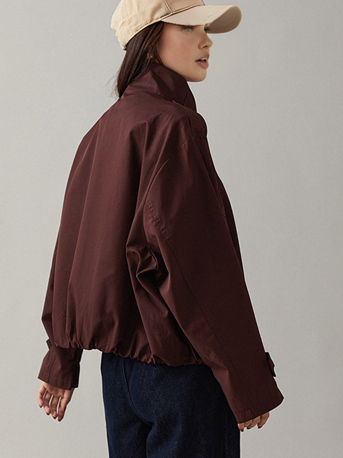 Vintage Loose Cropped Trench Coat Woman