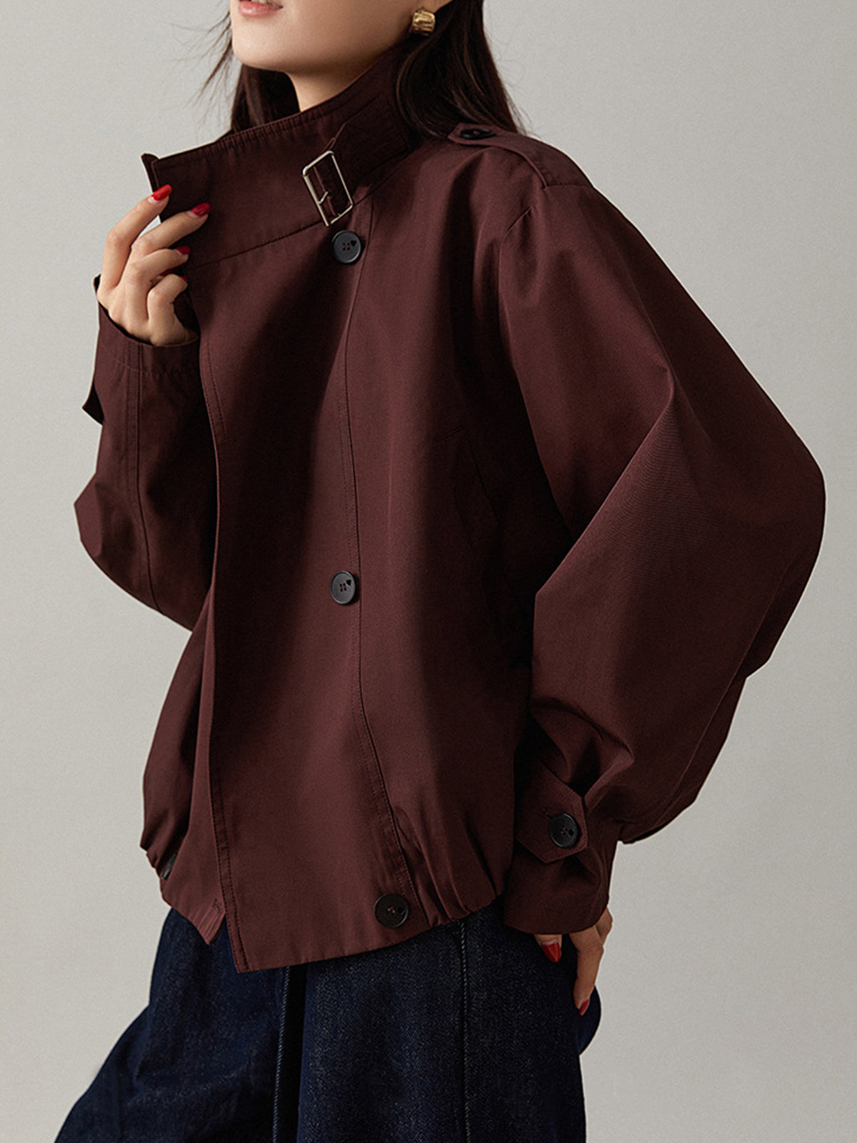 Vintage Loose Cropped Trench Coat Woman