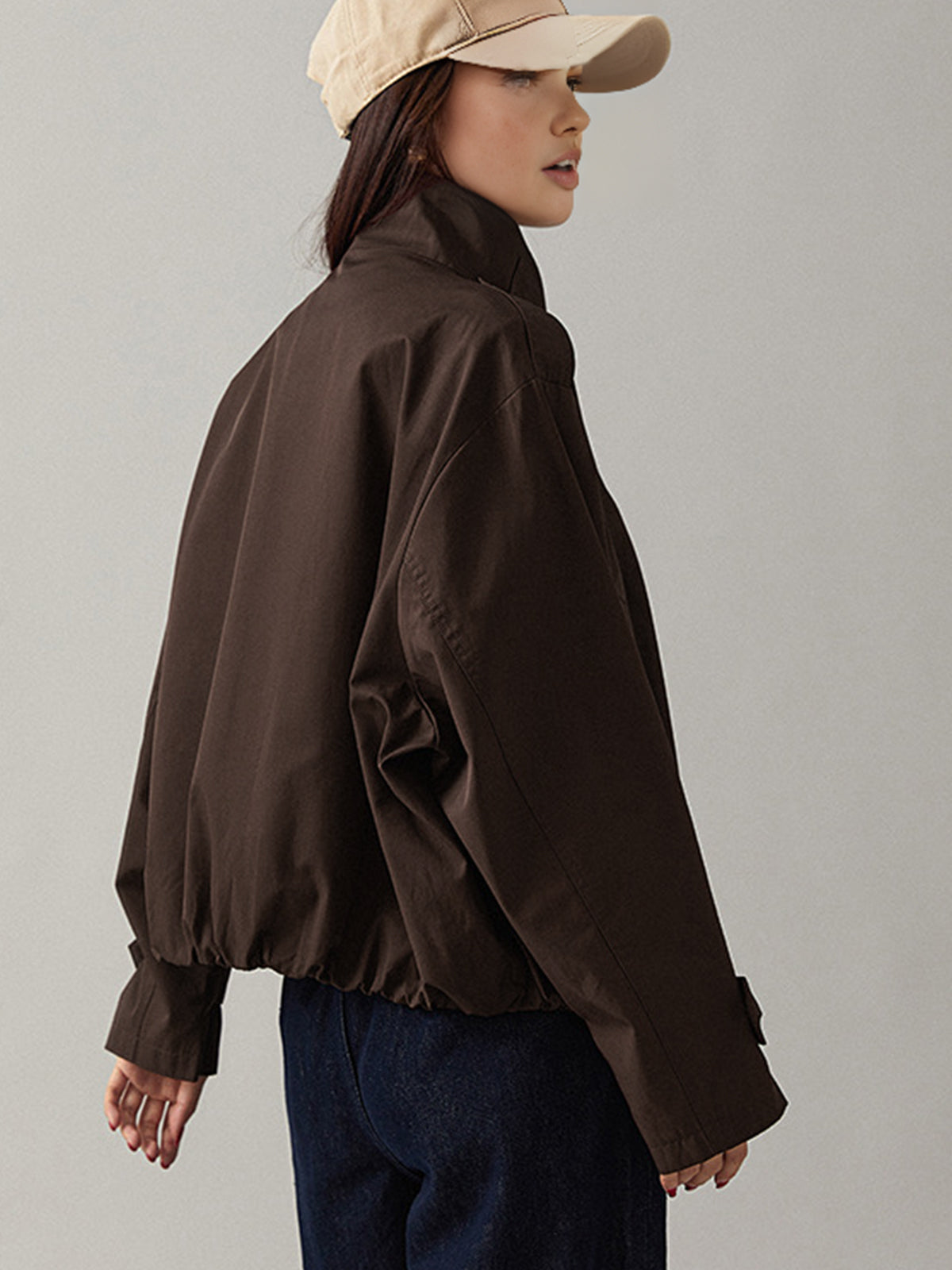 Vintage Loose Cropped Trench Coat Woman