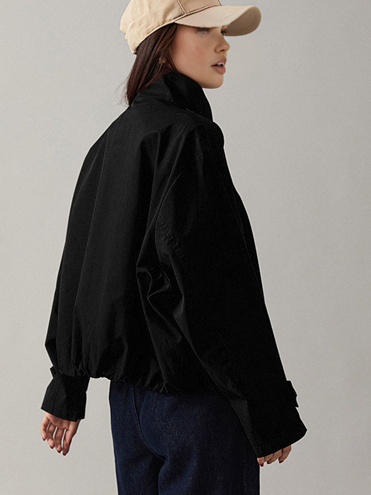 Vintage Loose Cropped Trench Coat Woman