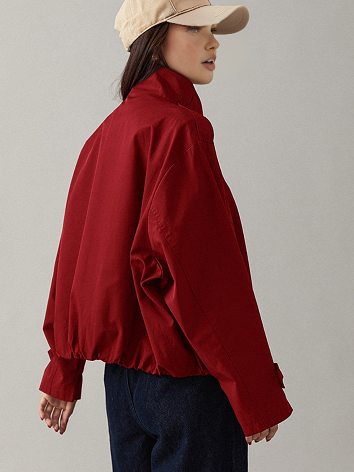 Vintage Loose Cropped Trench Coat Woman