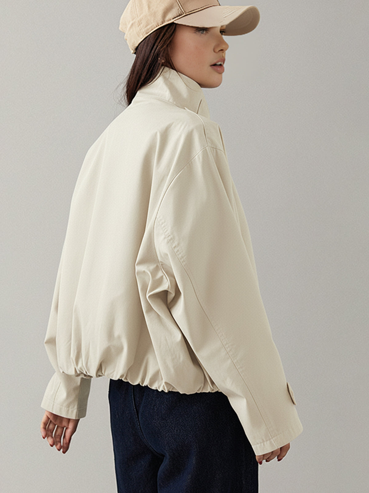 Vintage Loose Cropped Trench Coat Woman