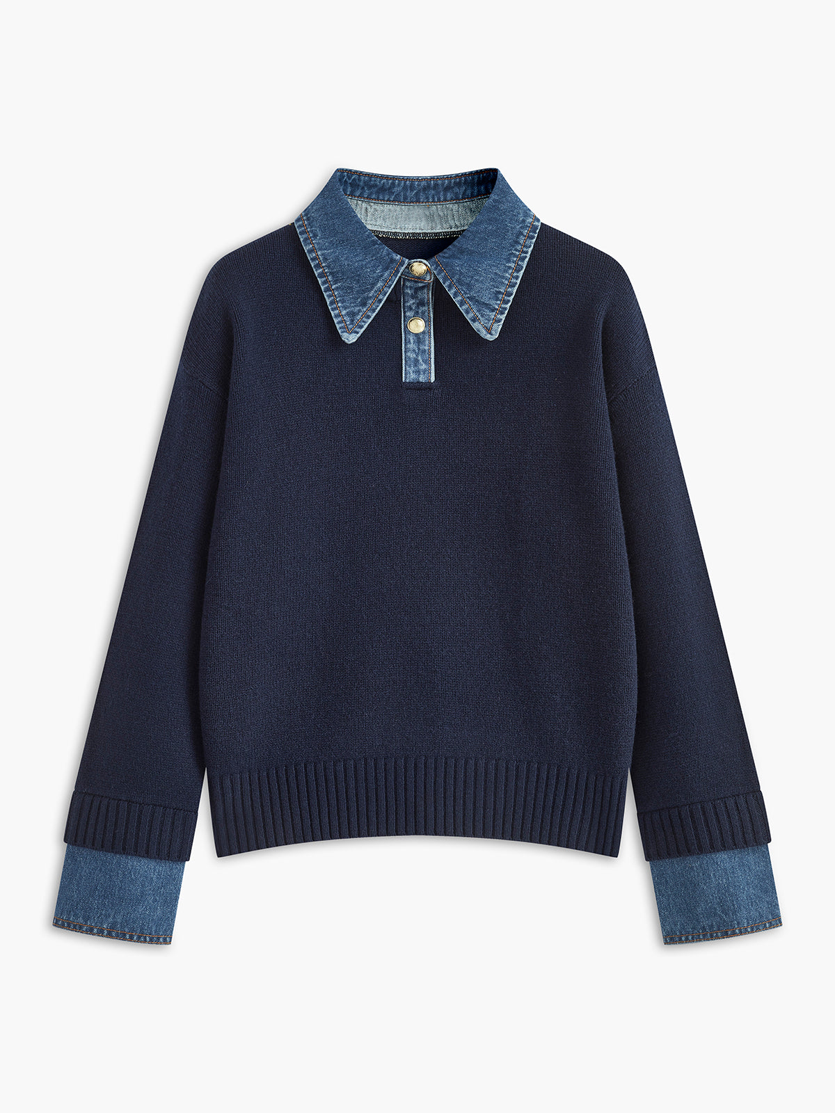 2 in 1 Panel Lapel Sweater Woman
