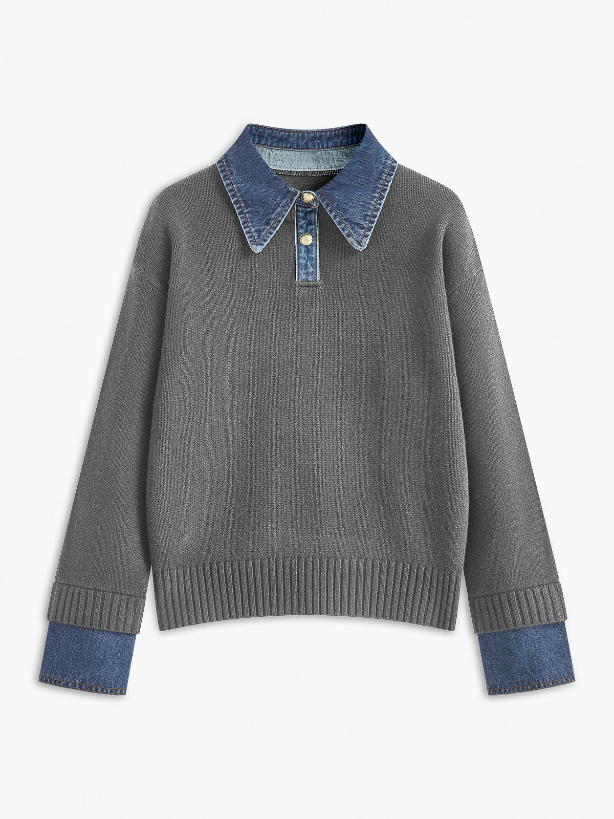 2 in 1 Panel Lapel Sweater Woman