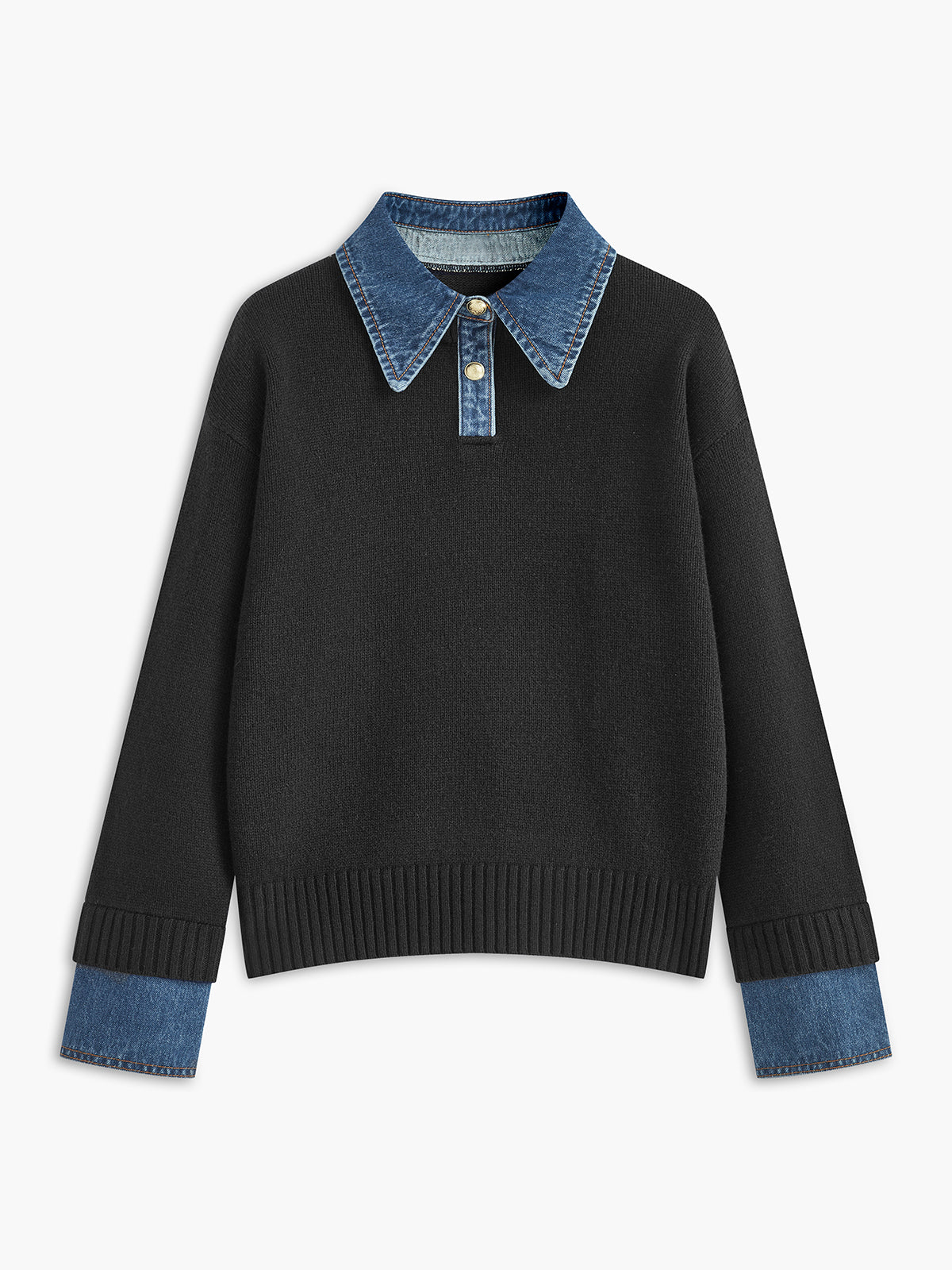 2 in 1 Panel Lapel Sweater Woman