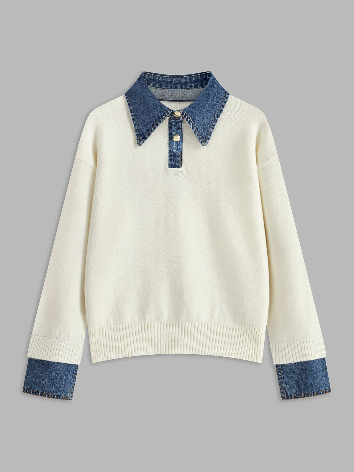 2 in 1 Panel Lapel Sweater Woman