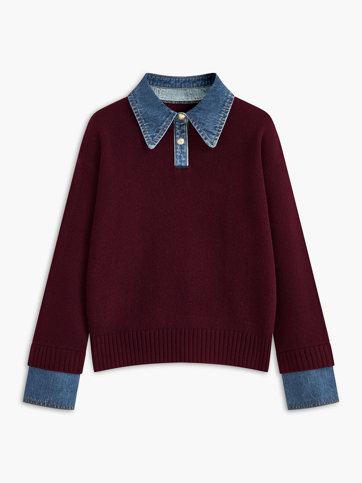 2 in 1 Panel Lapel Sweater Woman