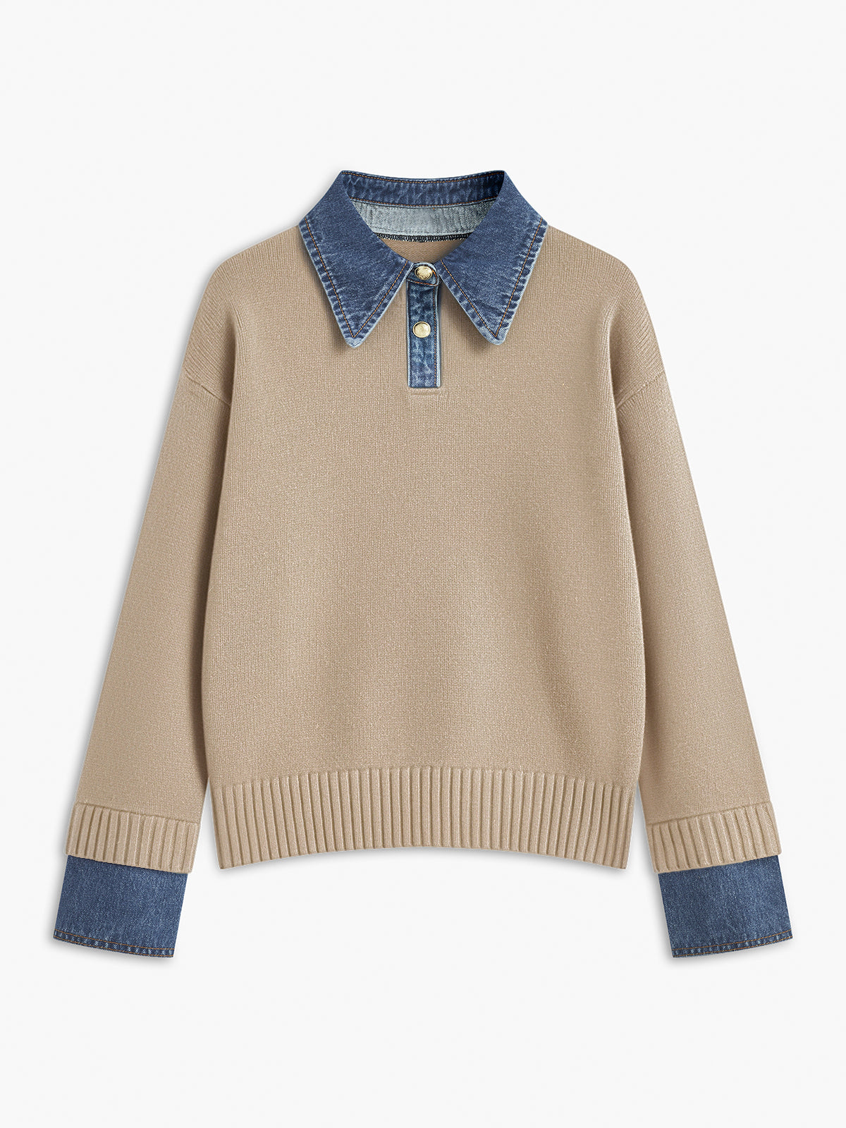 2 in 1 Panel Lapel Sweater Woman