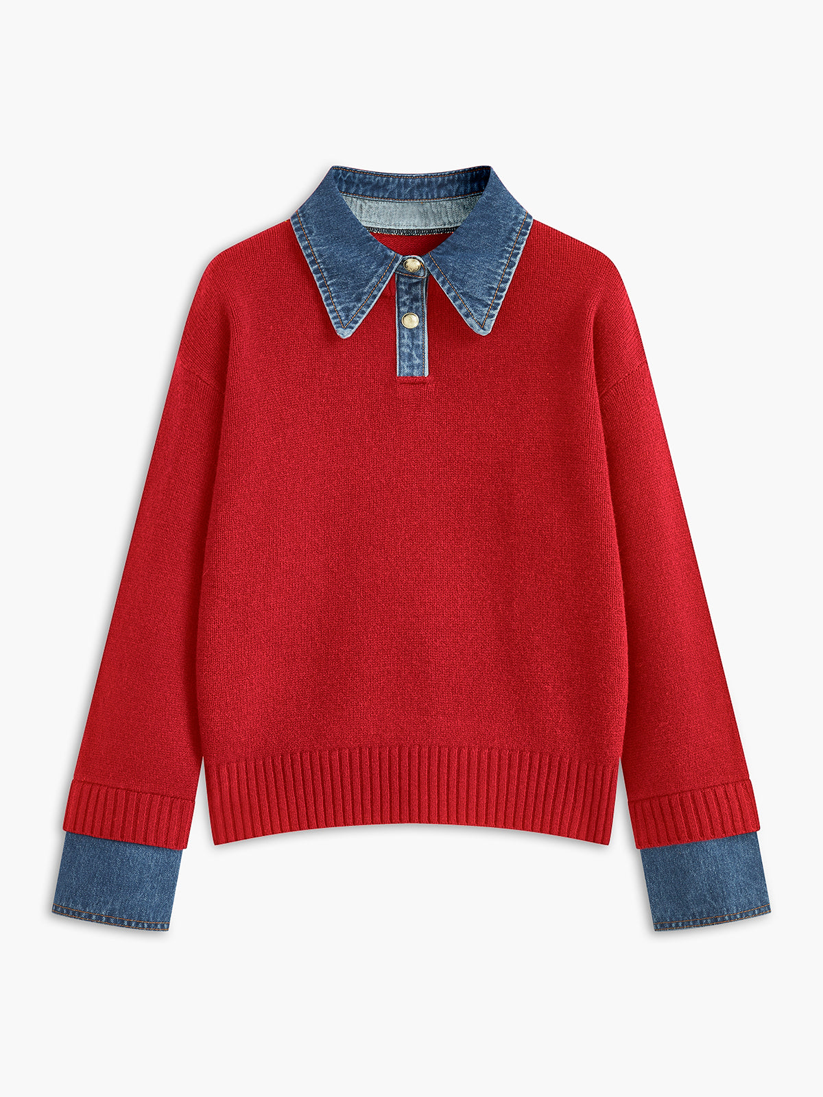 2 in 1 Panel Lapel Sweater Woman
