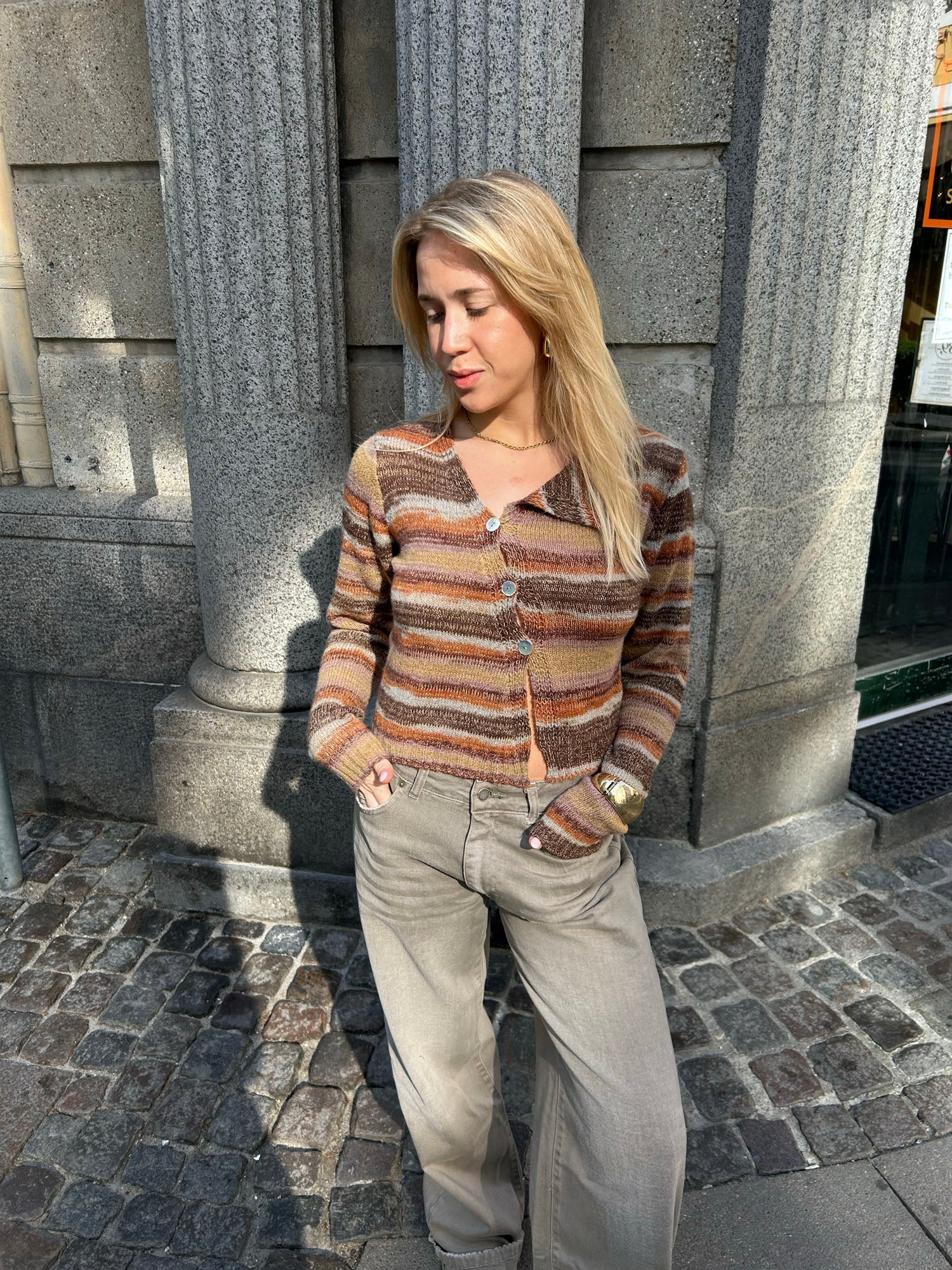 Bernie – Brown Retro Striped Sweater