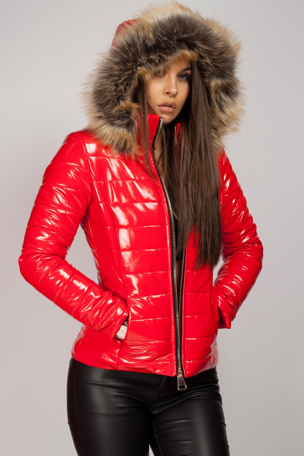 Zevra - Faux Fur Hood Puffer Coat woman