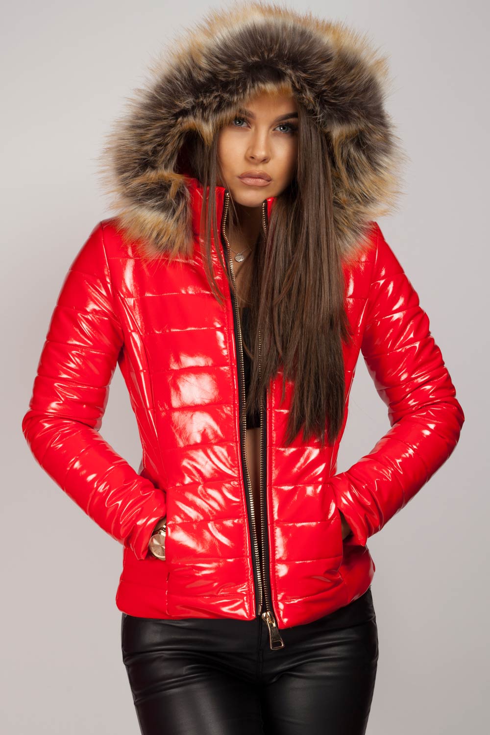 Zevra - Faux Fur Hood Puffer Coat woman