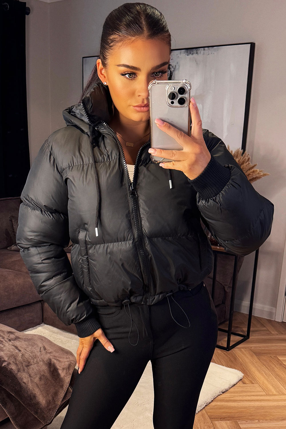 Black Waterproof Puffer Jacket Women