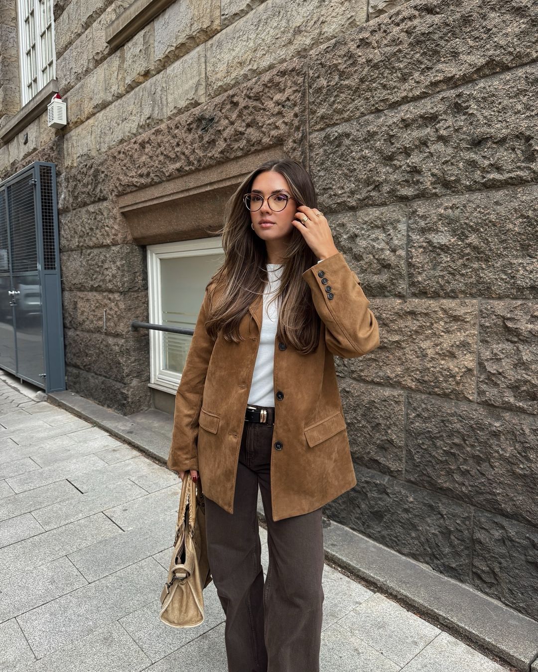 Brown suede blazer Autumn Woman