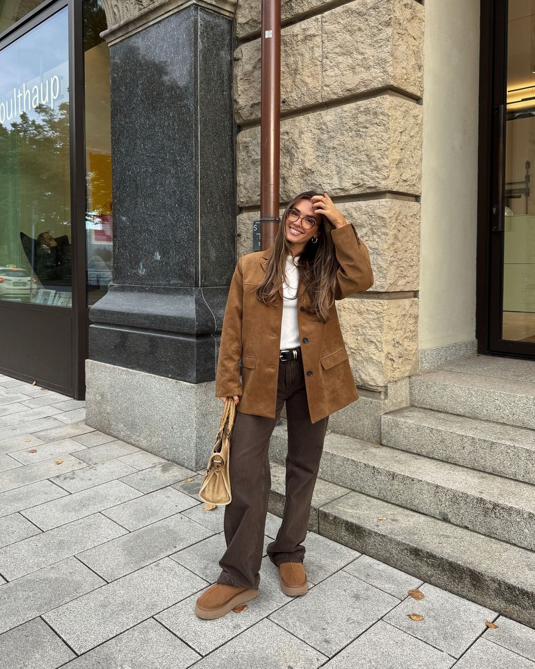 Brown suede blazer Autumn Woman