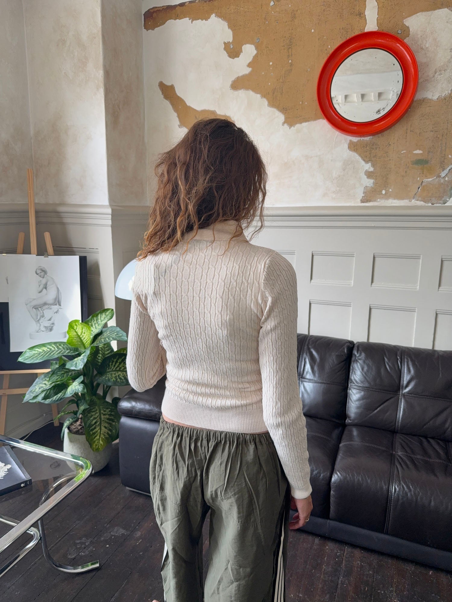 Carly – Off White Cable Zip Sweater