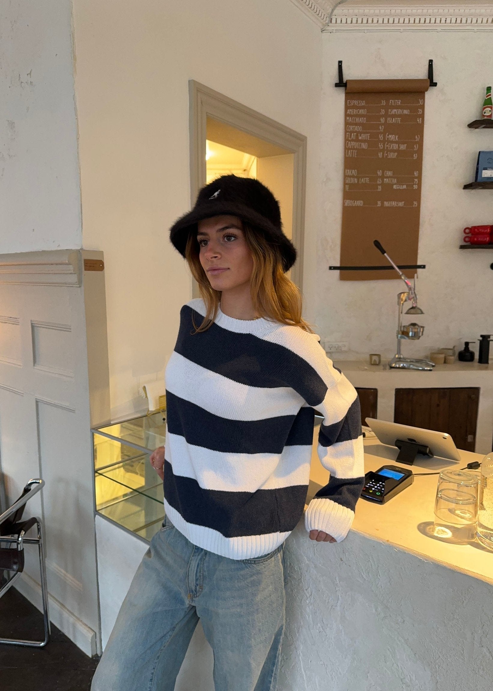 Aurora – Navy White Urban Striped Sweater