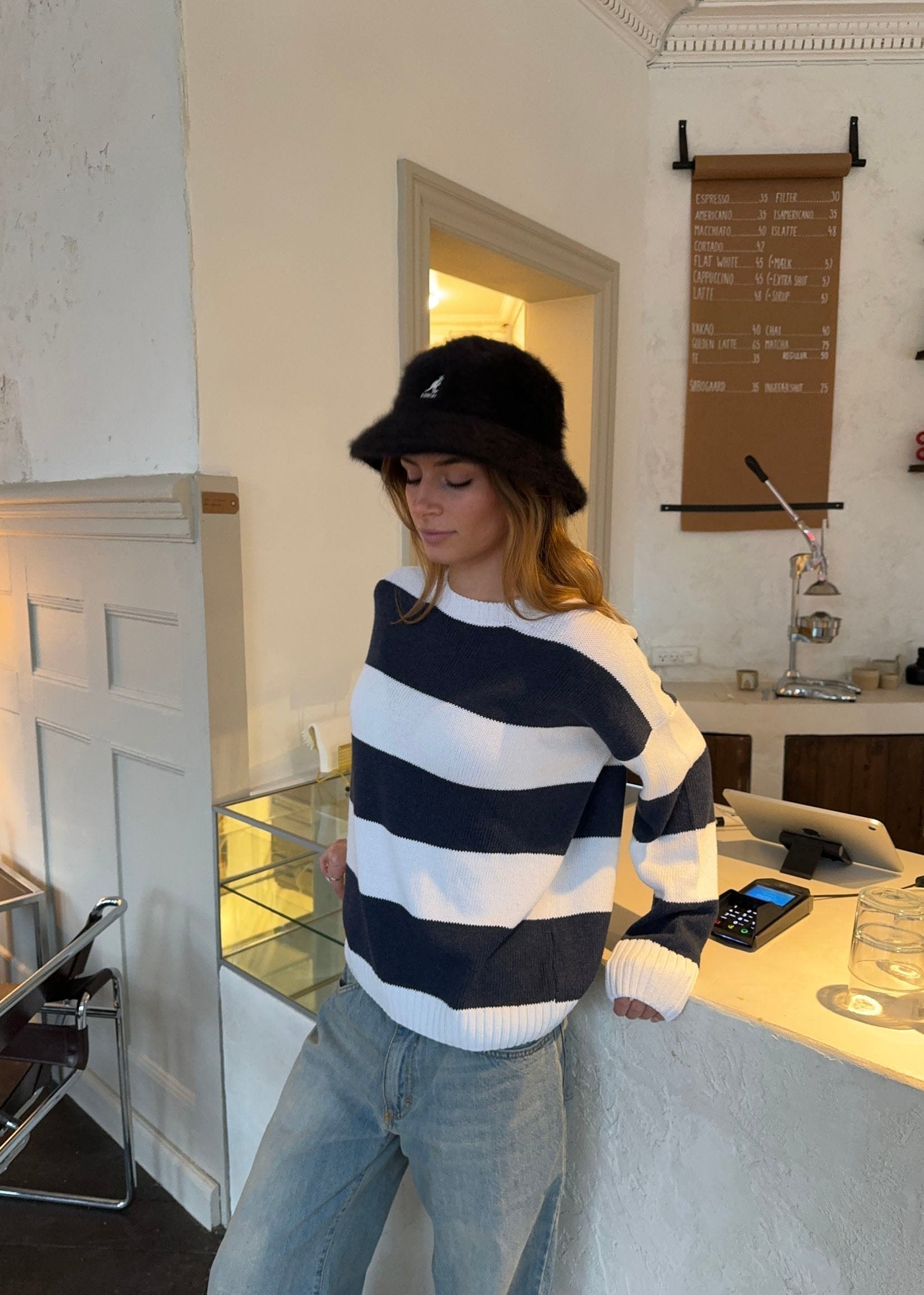Aurora – Navy White Urban Striped Sweater