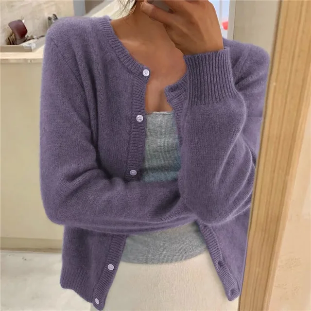 Emily - Solid Color Knit Cardigan for Women