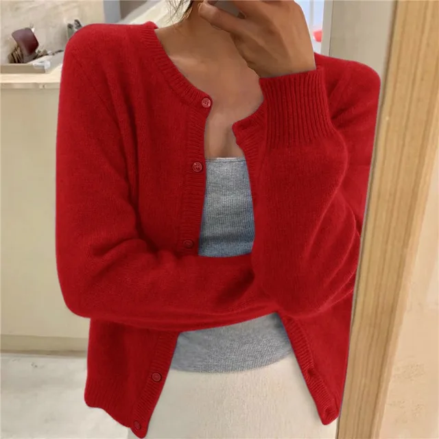 Emily - Solid Color Knit Cardigan for Women
