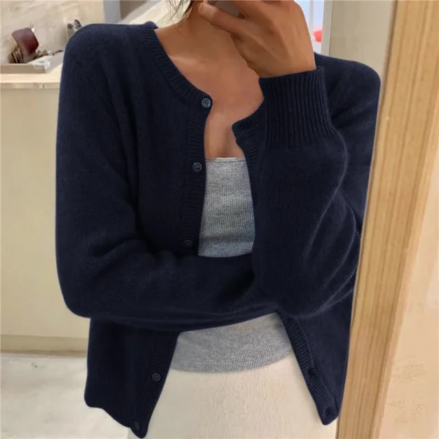 Emily - Solid Color Knit Cardigan for Women