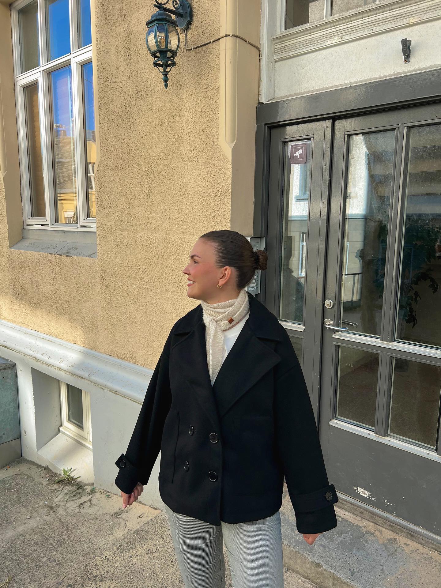 Ginalli - Oversized Black Wool-Look Peacoat