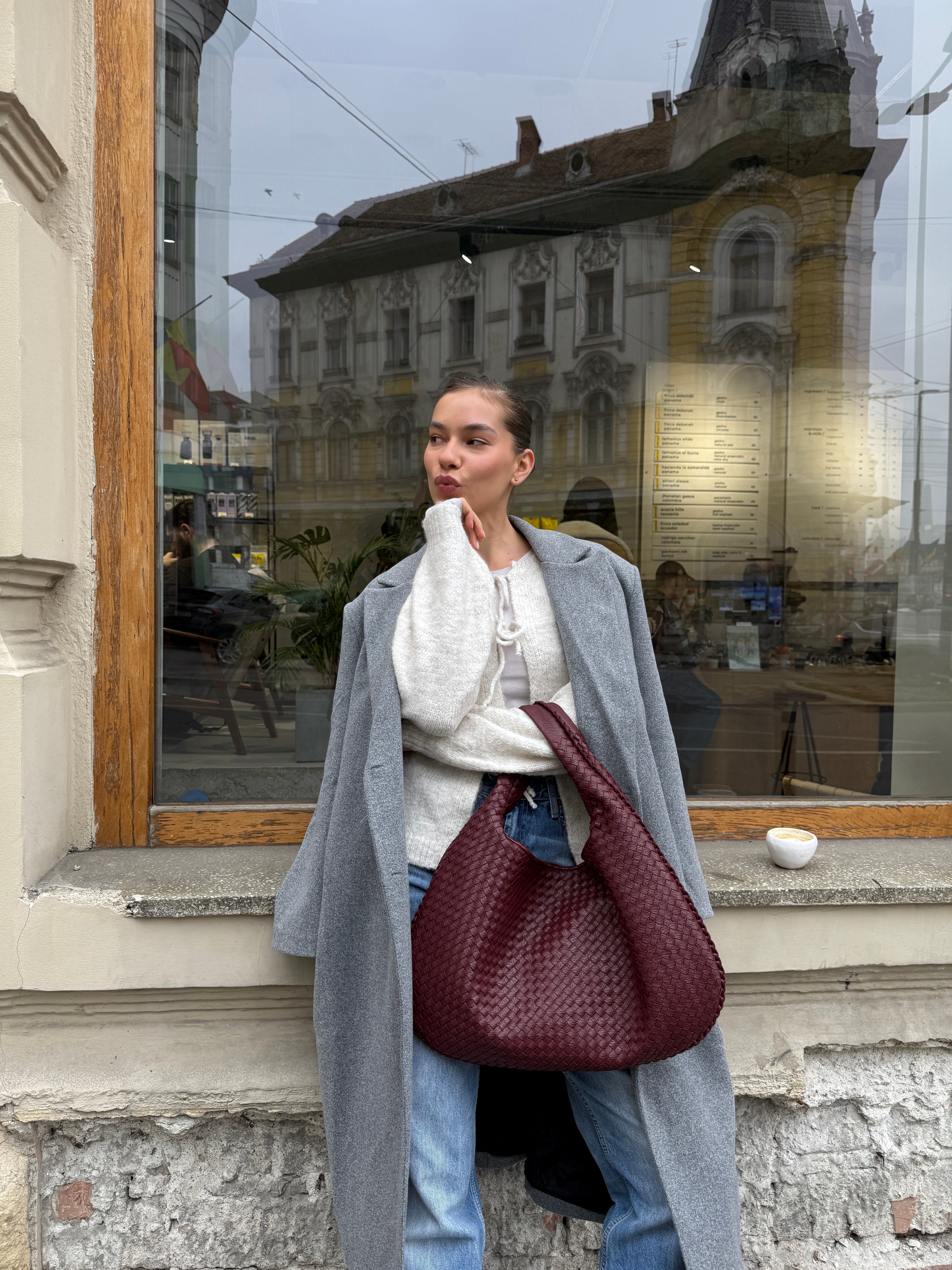Gunilla - Tie-Front Grey Knit Cardigan