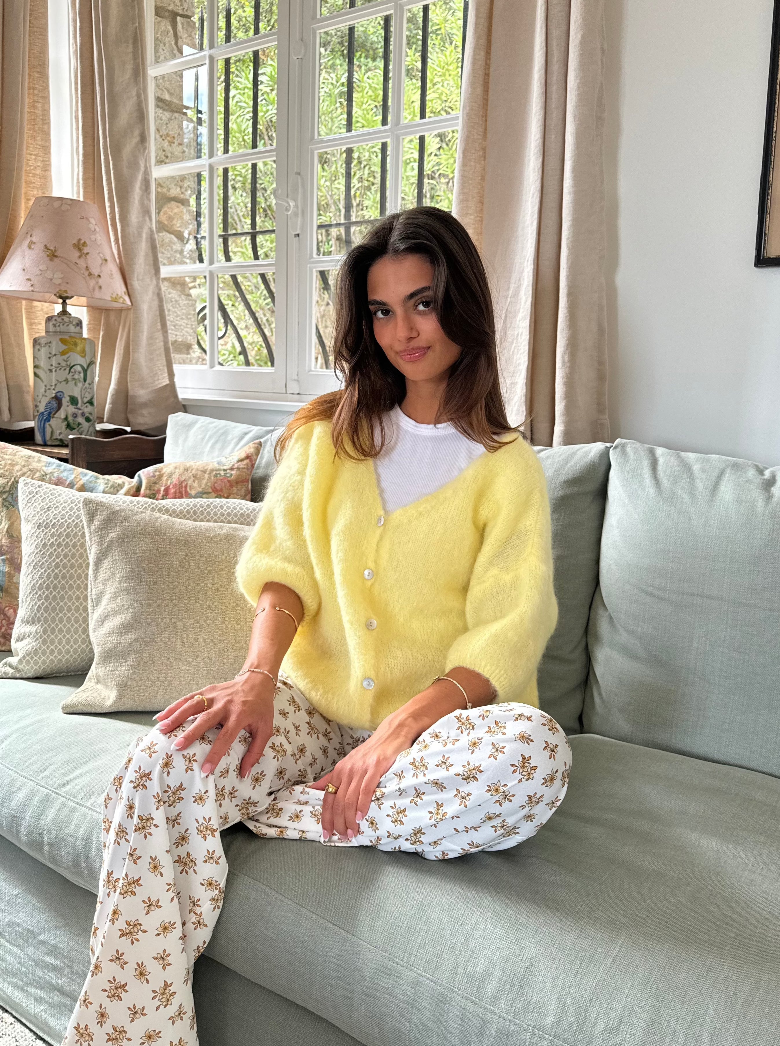 Cardigan V-neck Fluffy Mohair Woman
