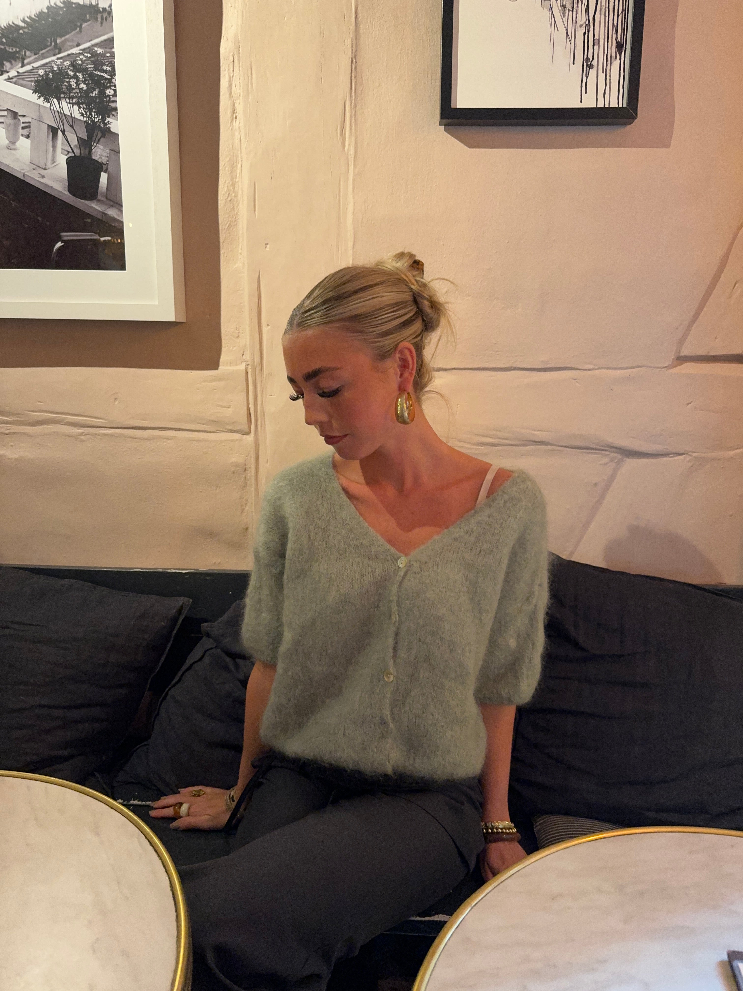 Cardigan V-neck Fluffy Mohair Woman