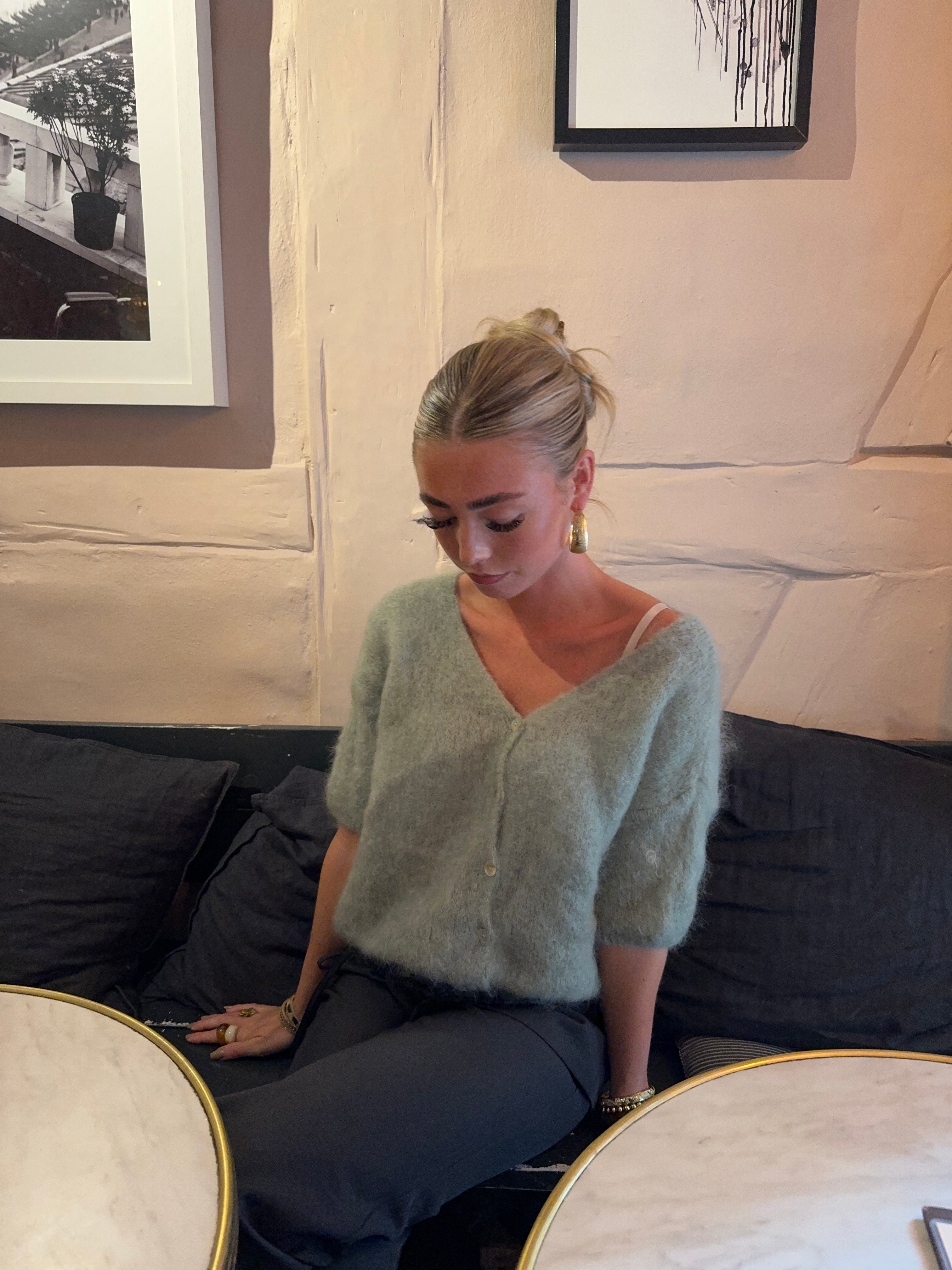 Cardigan V-neck Fluffy Mohair Woman