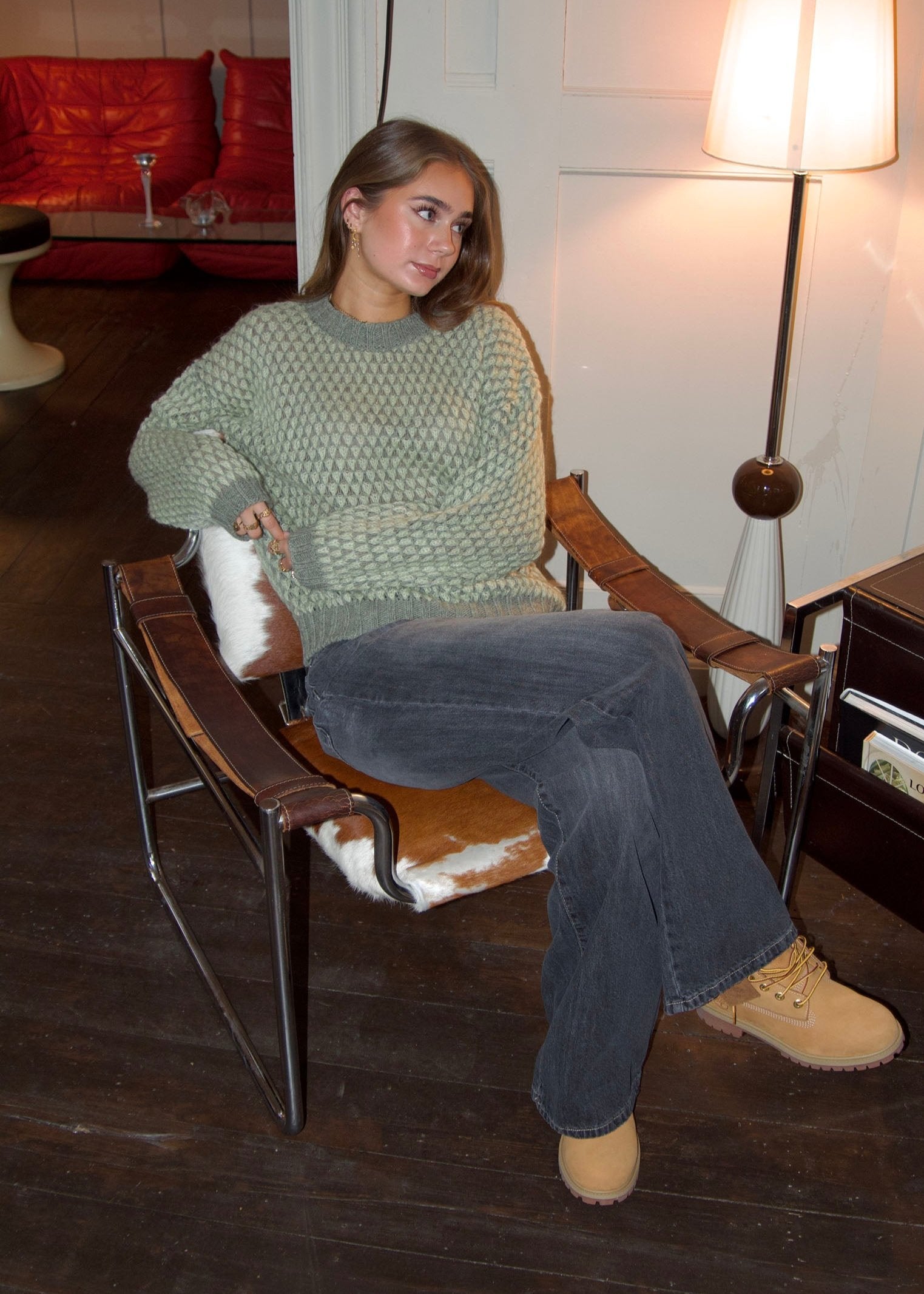 Chloe – Green Bubble Knit Winter Sweater