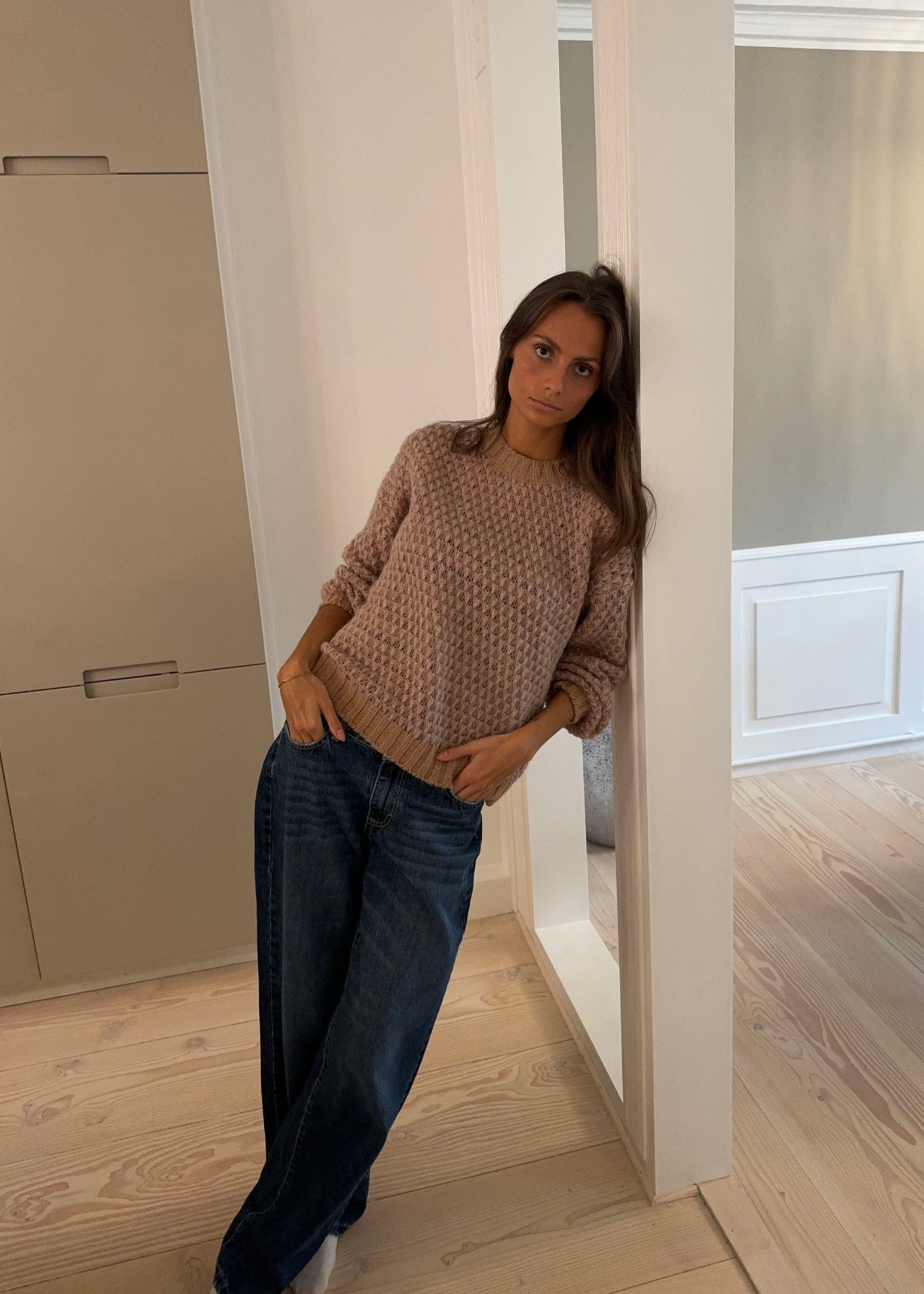 Luna – Light Pink Winter Knit Sweater
