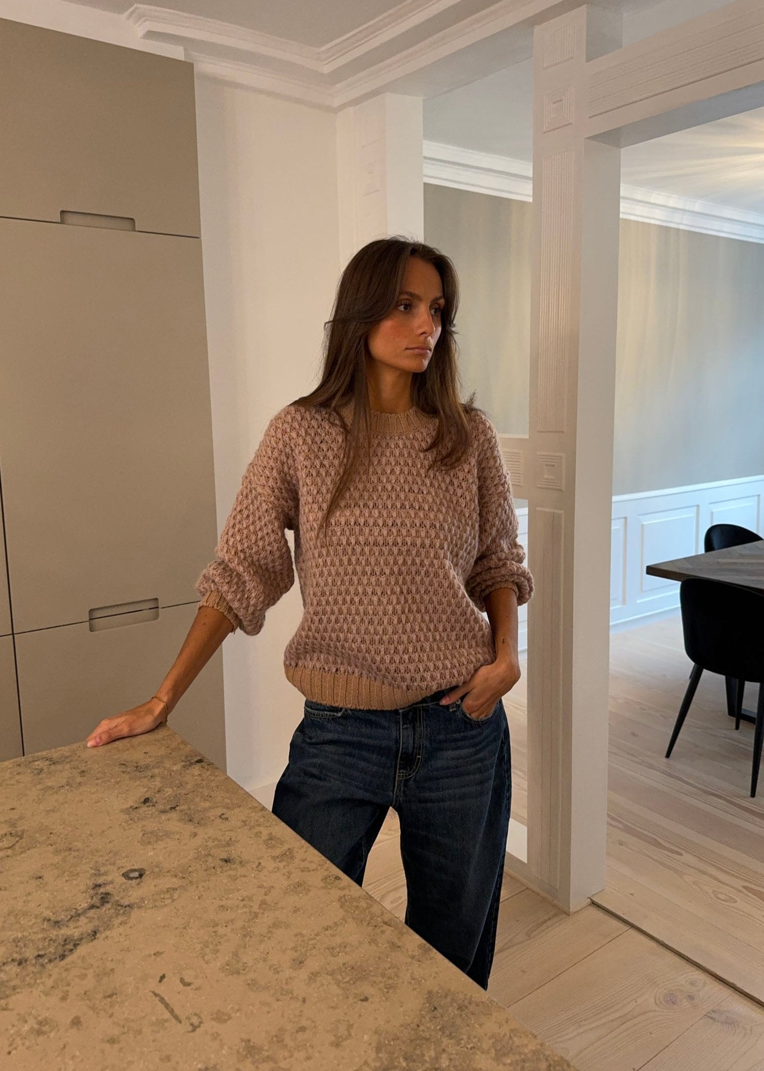 Luna – Light Pink Winter Knit Sweater