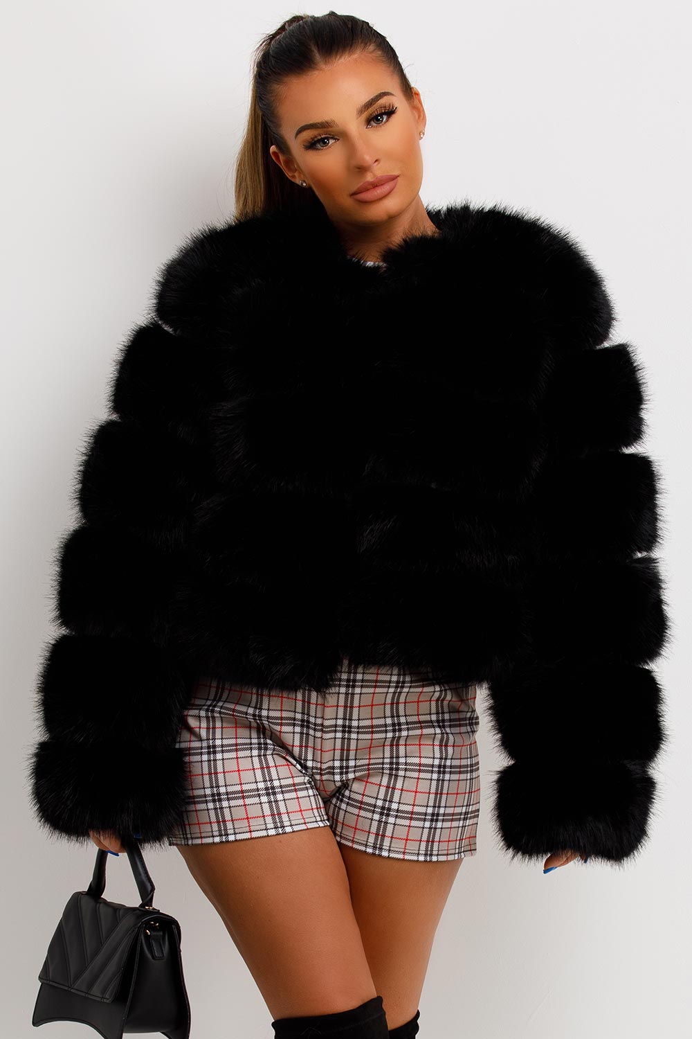 Black Faux Fur Coat Woman