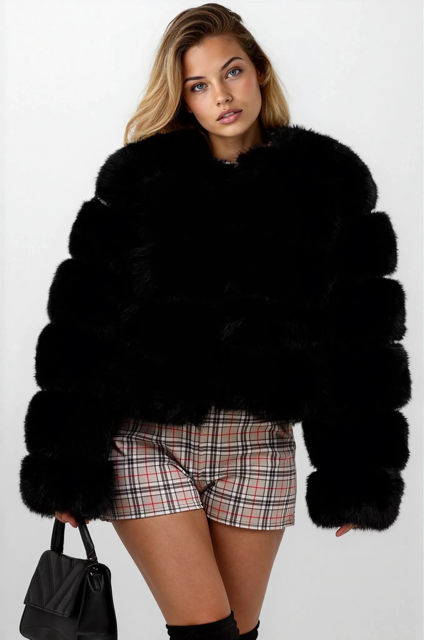 Black Faux Fur Coat Woman