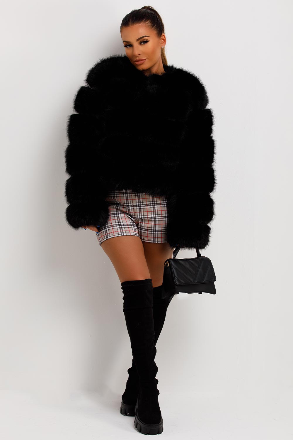 Black Faux Fur Coat Woman