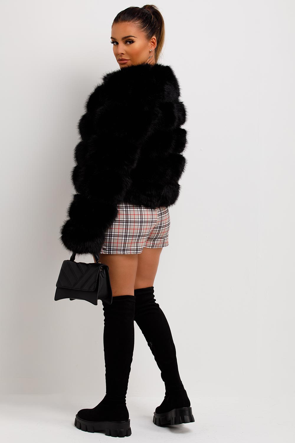 Black Faux Fur Coat Woman
