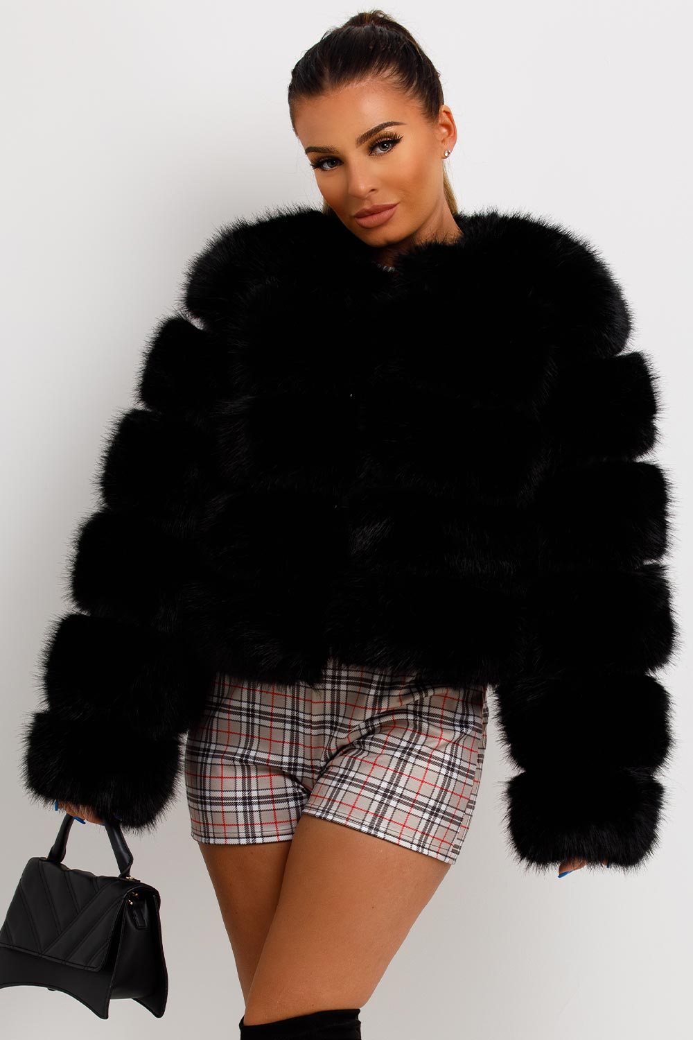 Black Faux Fur Coat Woman