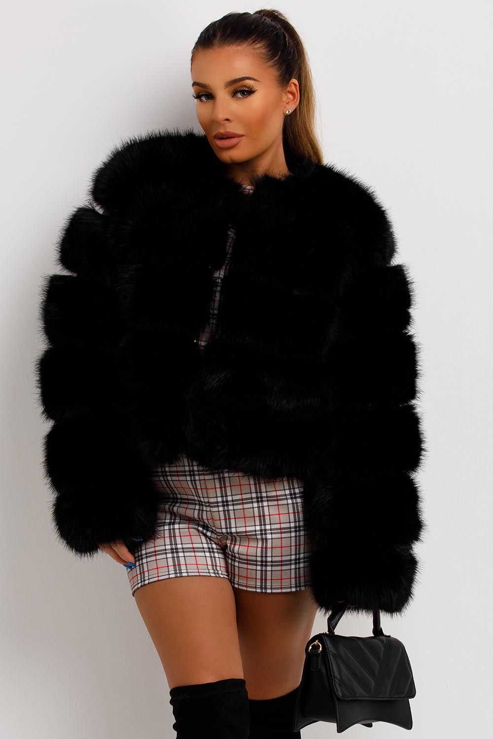 Black Faux Fur Coat Woman