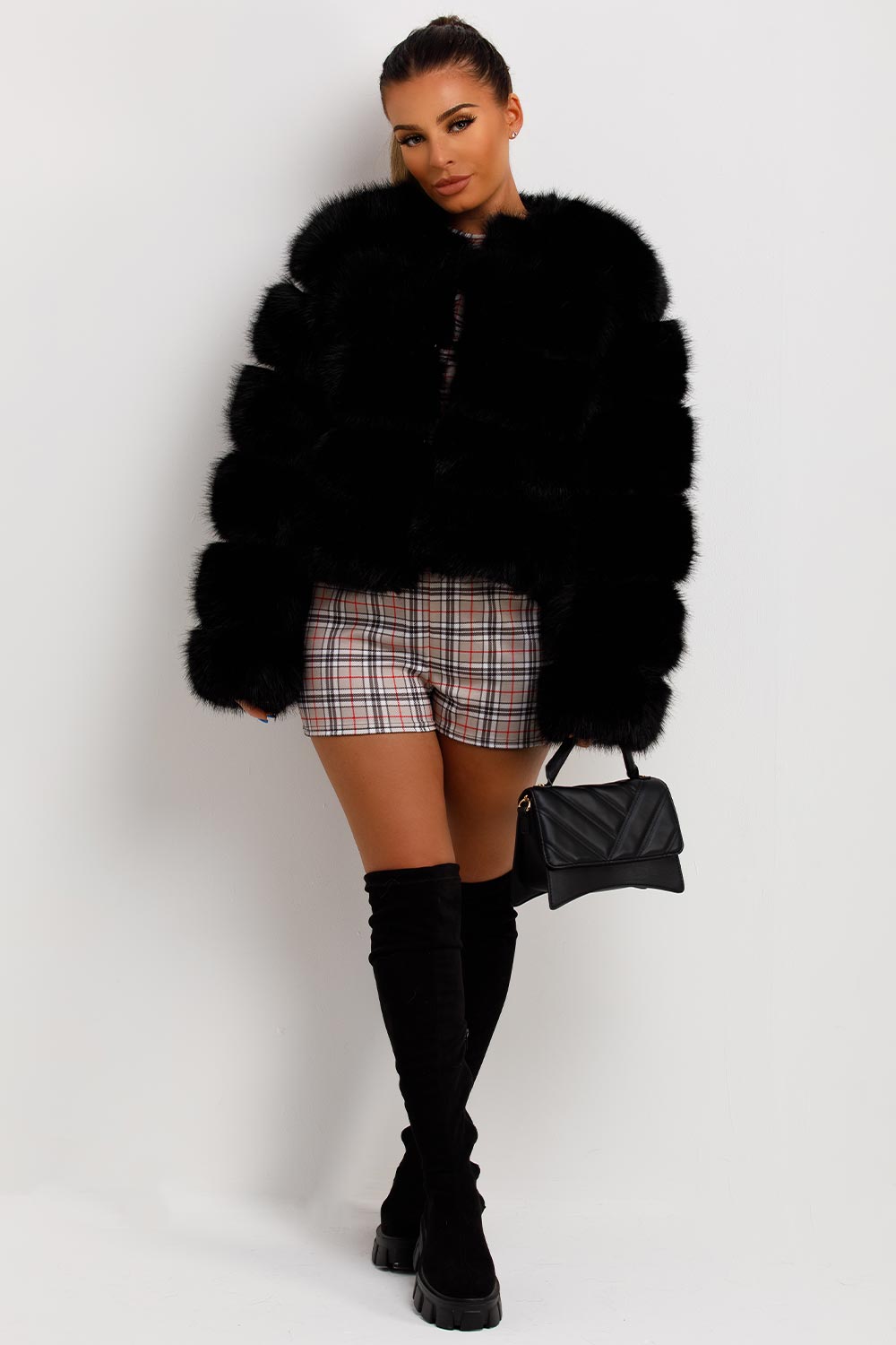 Black Faux Fur Coat Woman