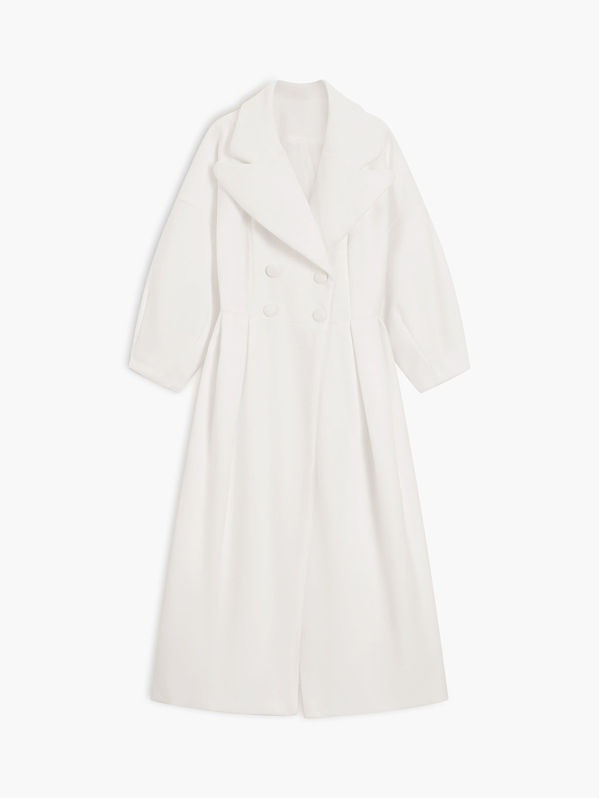White Long Sleeve Trench Coat – Woven Fabric Woman