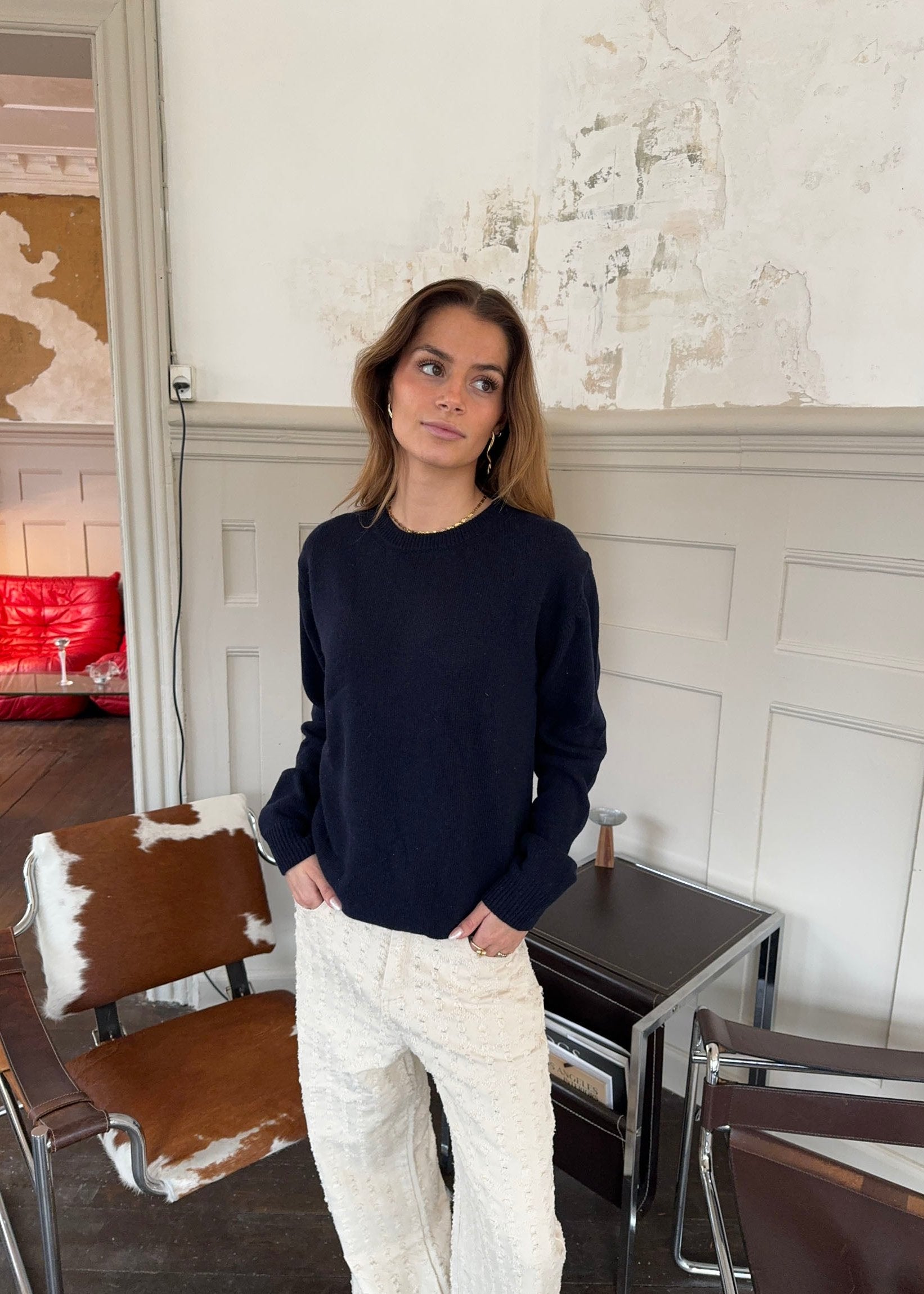 Ava – Navy Winter Wool Sweater