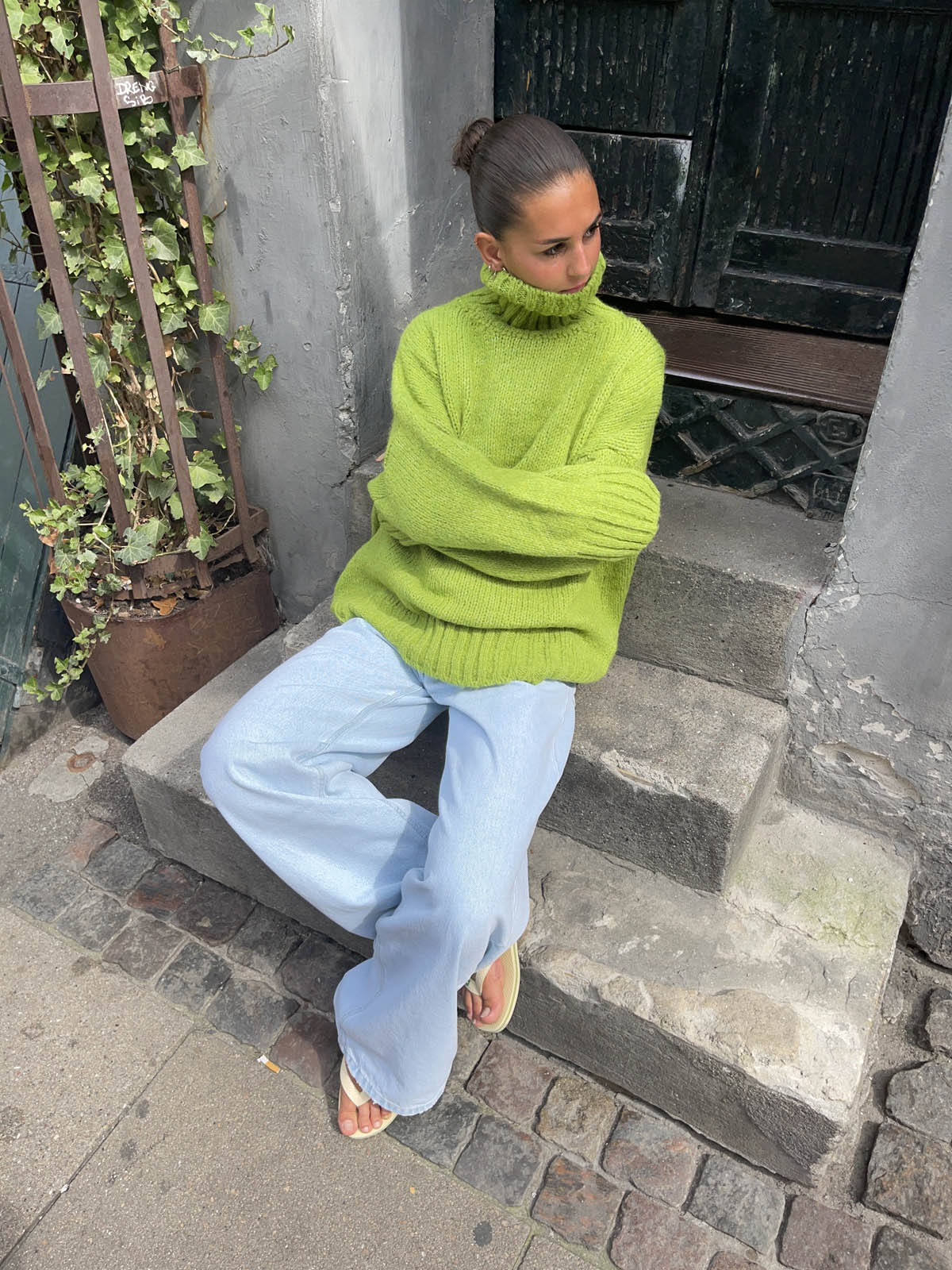 Valdamara - Lime Green Oversized Turtleneck Sweater