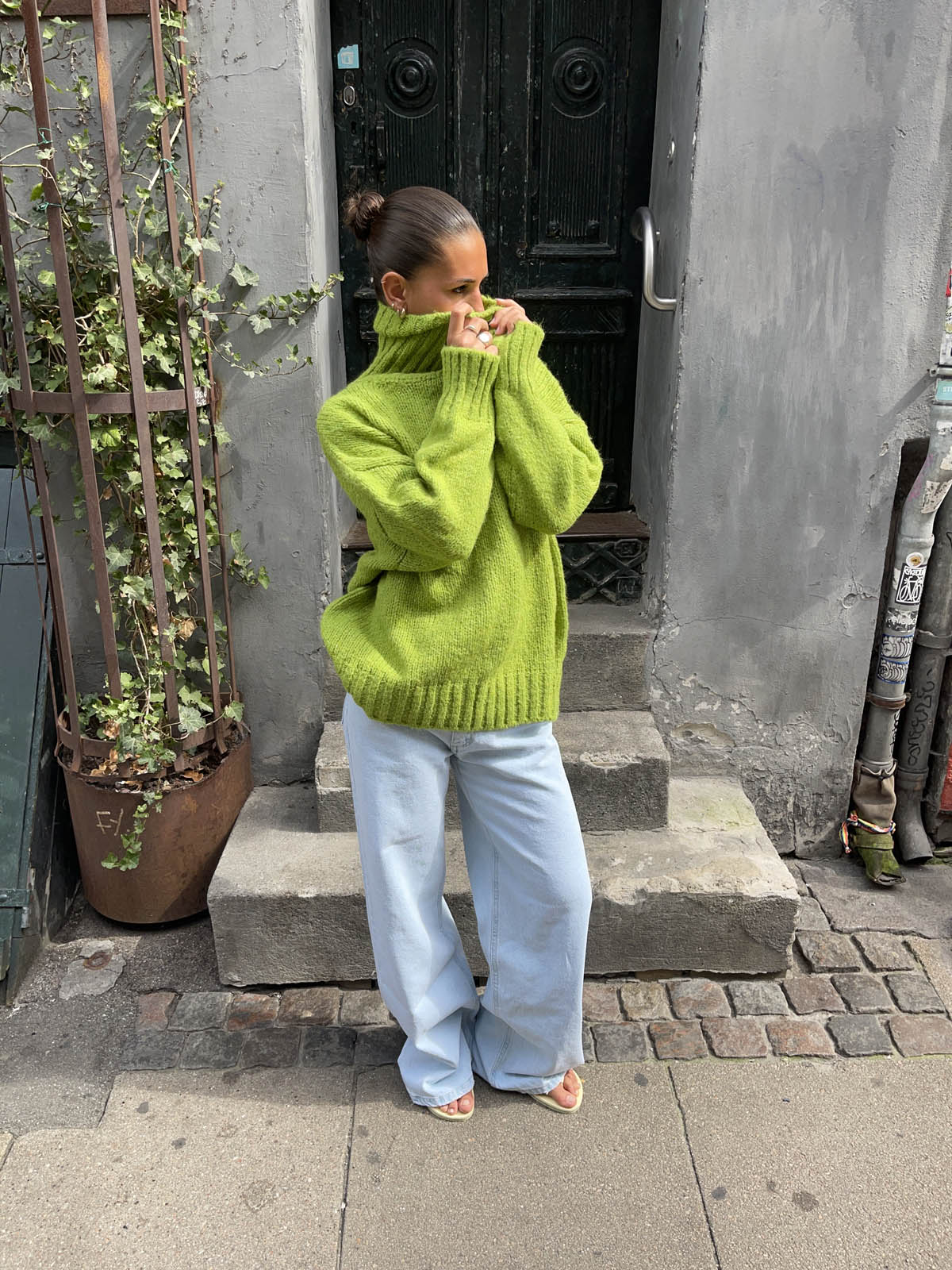 Valdamara - Lime Green Oversized Turtleneck Sweater