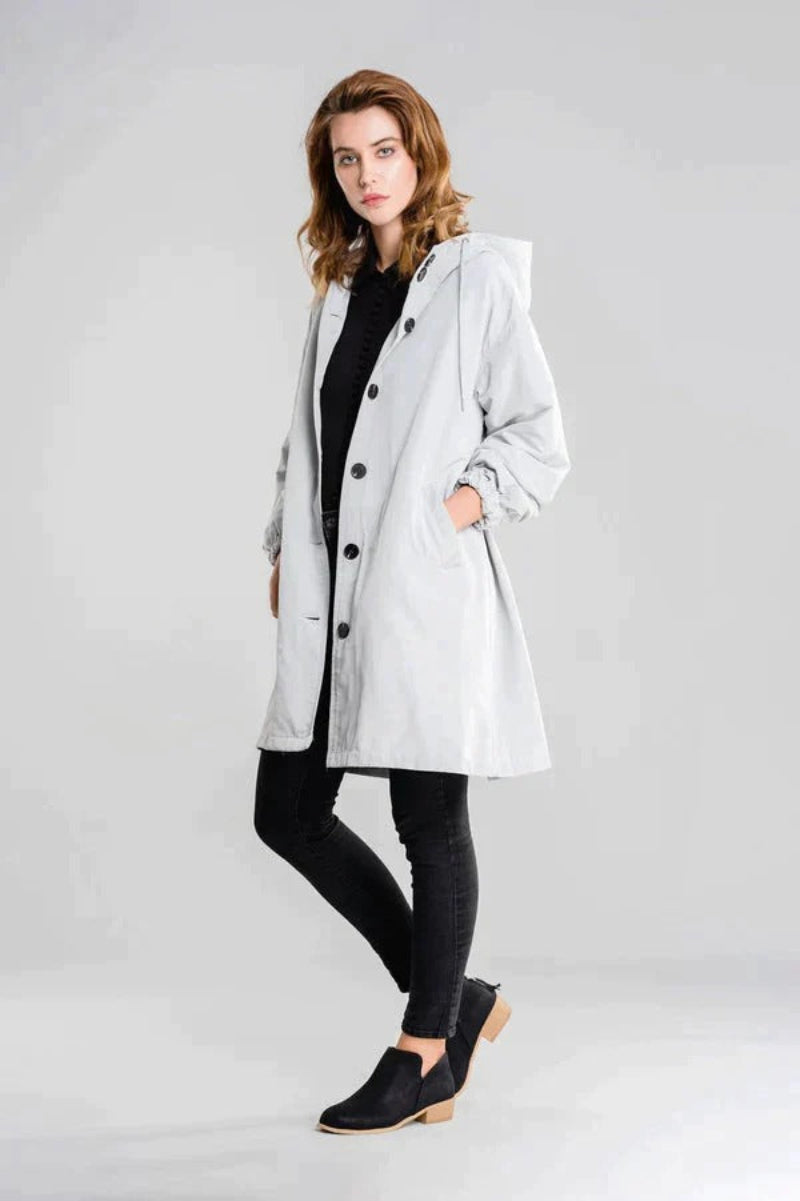 Women Waterproof Hooded Trench Coat Windbreaker