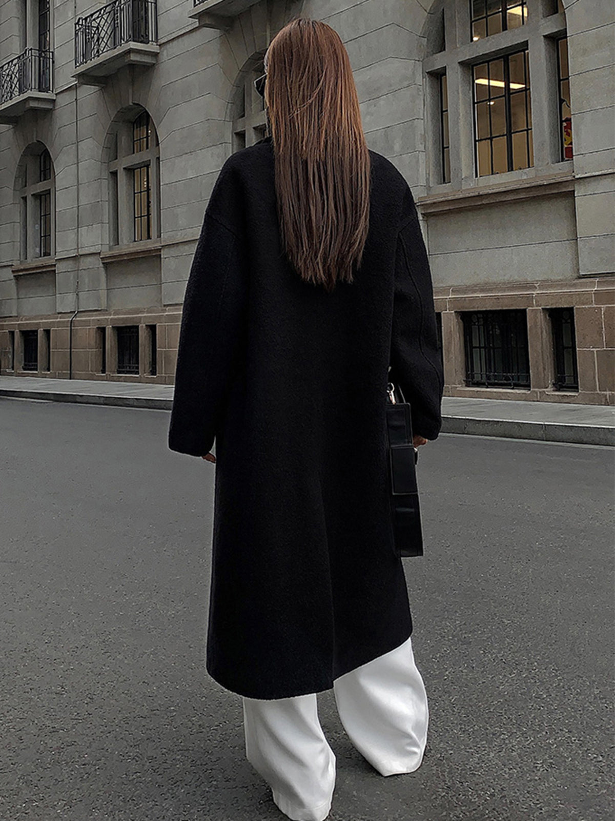 Wool-Blend Tweed Long Coat for Women