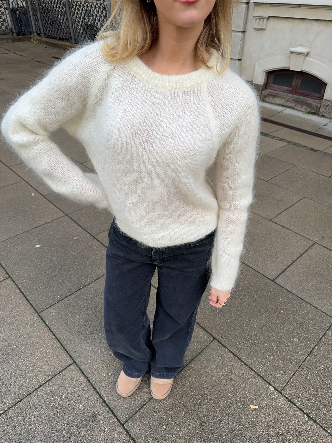 Sofie – White Balloon Mohair Winter Sweater