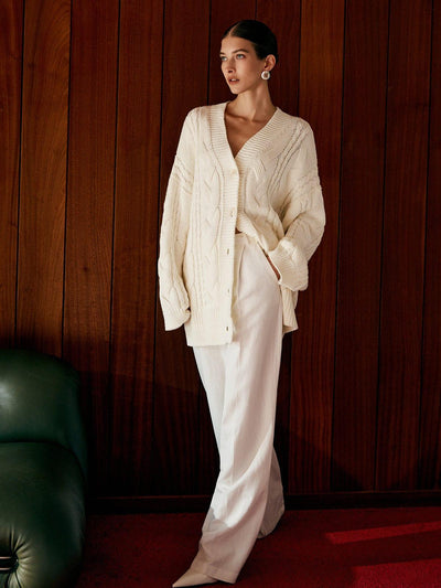 Fynelle-boutique Pulls Cardigan en maille torsadée