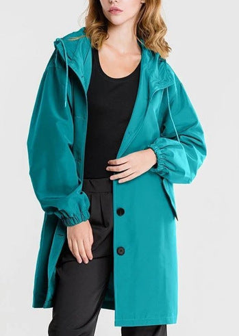 Women Waterproof Hooded Trench Coat Windbreaker
