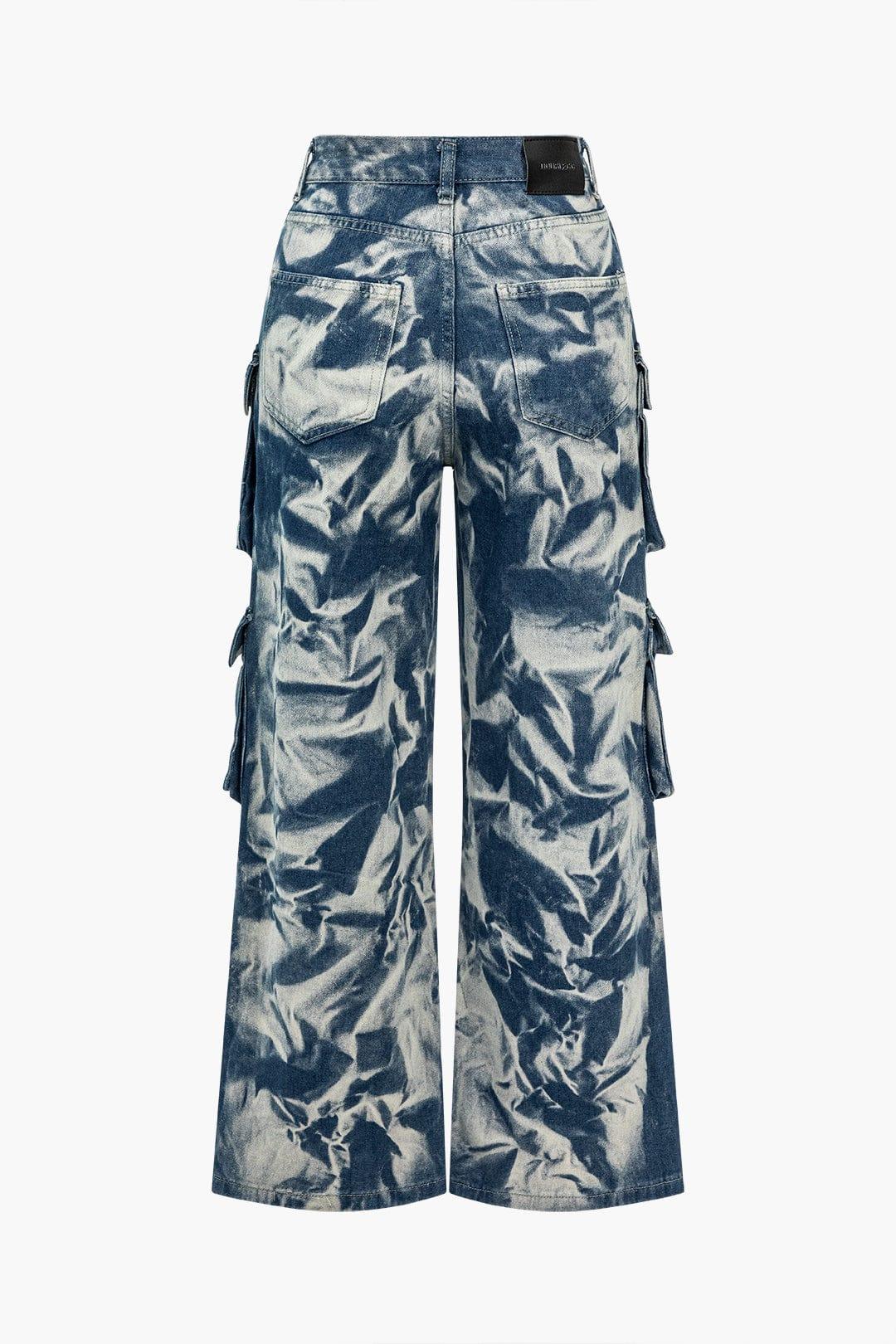 Fynelle-boutique Jeans Jean cargo à poches à rabat Tie Dye